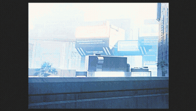 City Painting With Buildings And Trees GIF