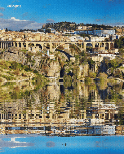 City Reflection In Water With Nemdil GIF