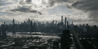 City Skyline Aerial View With River GIF