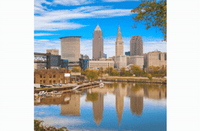 City Skyline Reflection In Water GIF
