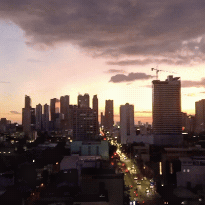 City Skyline Sunset With Allianz Buildings GIF