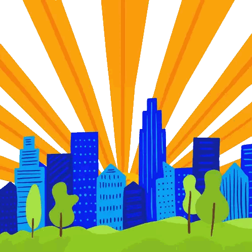 City Skyline With Trees Sticker