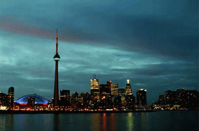 City Skyline With Very Tall Tower GIF
