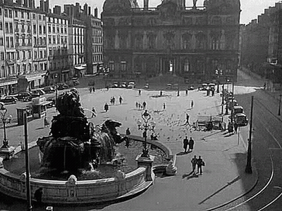 City Square With Fountain And People GIF