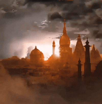 City Sunset Painting GIF