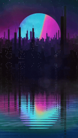 Cityscape Moon Reflections On Water GIF