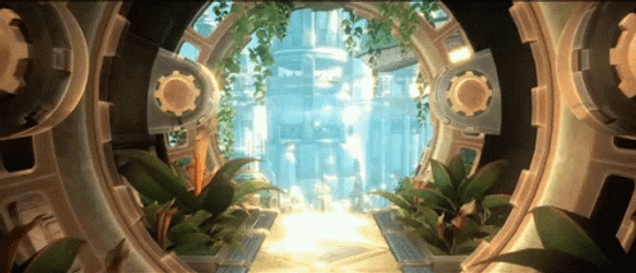 Civilization Beyond Earth Seen From Mechanical Tunnel GIF