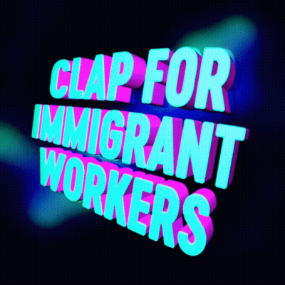 Clap For Immigrant Workers Sign Blue Pink GIF