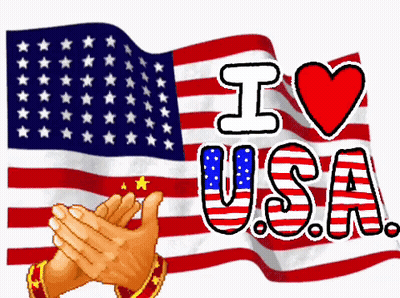 Clapping Hands American Flag I Love USA GIF