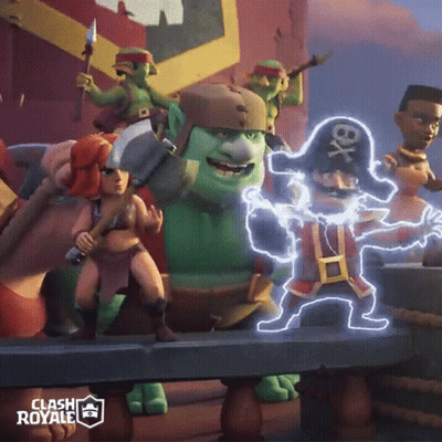 Clash Royale Advertisement Pirate With Lightning Bolt In Chest GIF