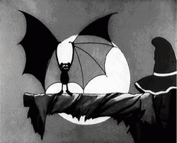 Classic Cartoon Bat Outstretched Wings Swaying GIF