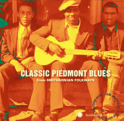 Classic Piedmont Blues Man Playing Guitar GIF