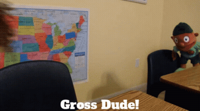 Classroom With Map Saying Gross Dude GIF
