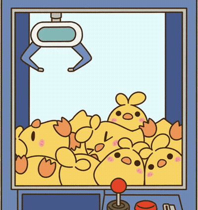Claw Machine Filled With Yellow Chicks GIF