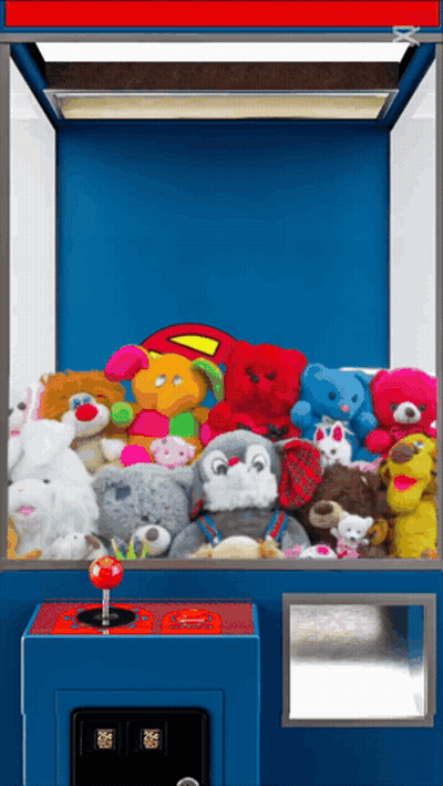 Claw Machine With Stuffed Animals And Superman Pillow GIF