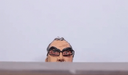 Clay Puppet Bielsa Using Binocolars GIF