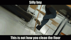 Cleaning The Floor With A Broken Mop GIF