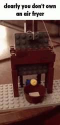 Clearly You Don't Own An Air Fryer Guillotine Lego  GIF
