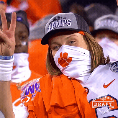 Clemson Fan Wearing Champs Hat GIF