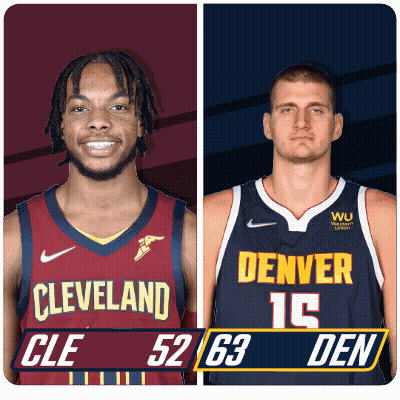 Cleveland And Denver Basketball Players Standing Together GIF
