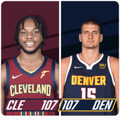 Cleveland And Denver Basketball Players Standing Together GIF