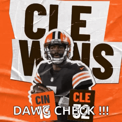 Cleveland Browns Player Holding Cin Cle Dawg Check Sign GIF
