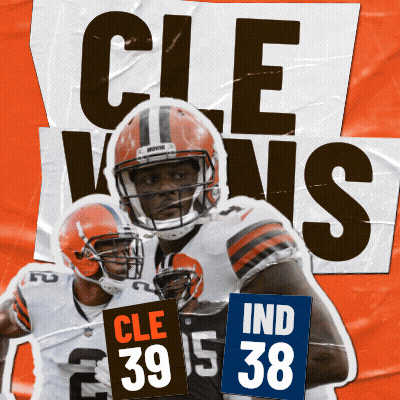 Cleveland Browns Player Holding CLE 39 Sign GIF