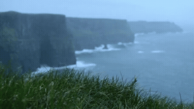 Cliff Overlooking Water With Crashing Waves GIF
