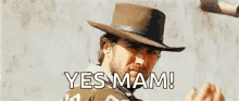 Clint Eastwood Hat Tip Yes Ma'am GIF
