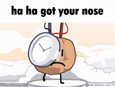 Clock And Bean Ha Ha Got Your Nose GIF