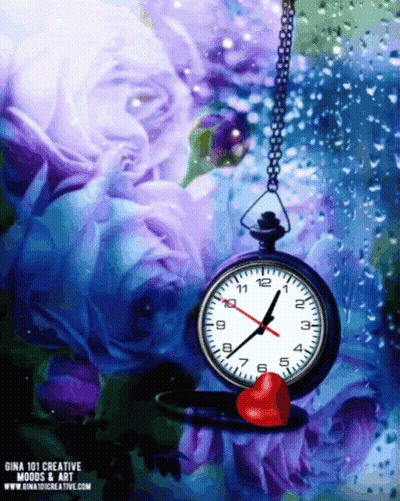 Clock Hanging With Red Heart GIF