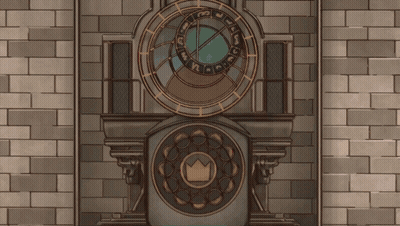 Clock On Brick Wall With Crown GIF