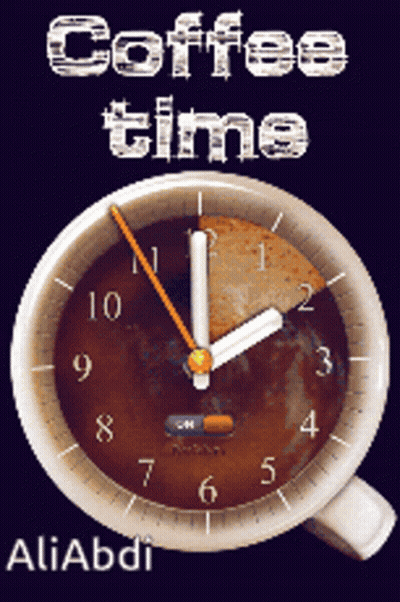Clock Saying Coffee Time GIF