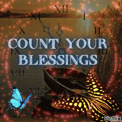 Clock Saying Count Your Blessings With Boat GIF