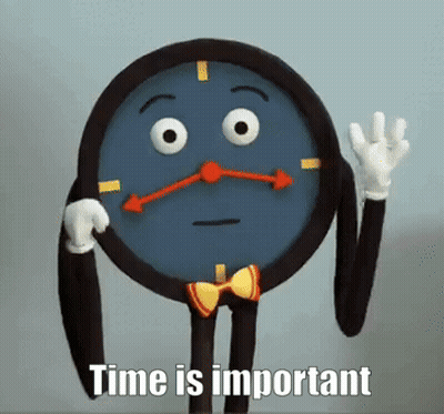 Clock With Arms And Legs Saying Time Is Important GIF