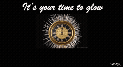 Clock With Fireworks And Your Time To Glow GIF