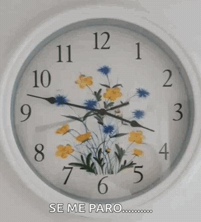 Clock With Flowers Saying Se Me Paro GIF