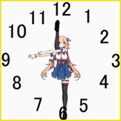 Clock With Girl Standing On One Leg GIF