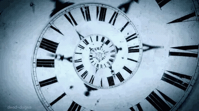 Clock With Roman Numerals Spinning In Spiral GIF