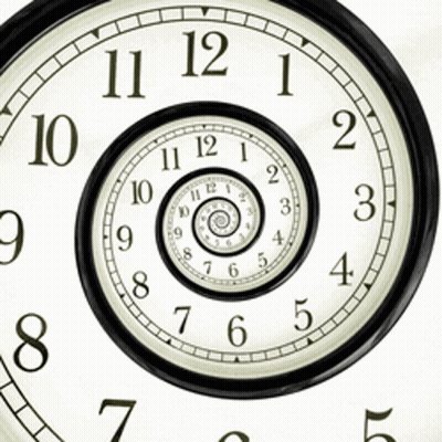 Clock With Spiral And Hands On 1 Through 12 GIF