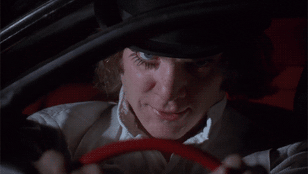 Clockwork Orange Alex Driving Terrified GIF