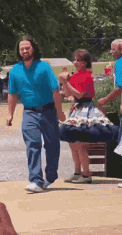Clogging Happy Man Clogging In Blue Shirt GIF