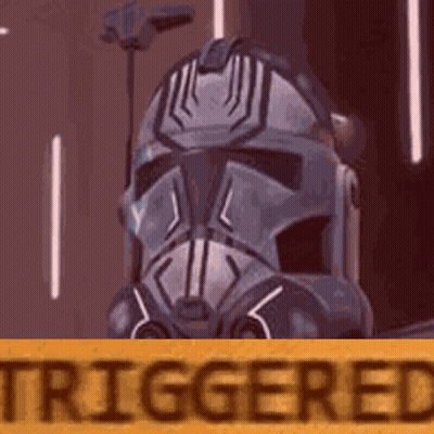 Clone Trooper Helmet Behind Yellow Triggered Sign GIF