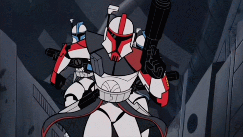 Clone Trooper With Gun On Back GIF
