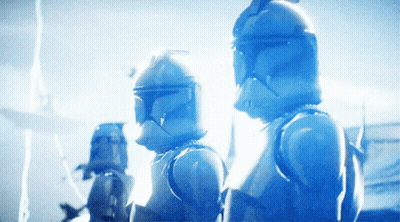 Clone Troopers Standing In Blue Light GIF