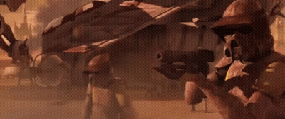 Clone Troopers Standing In Front Of Fighter Jet GIF