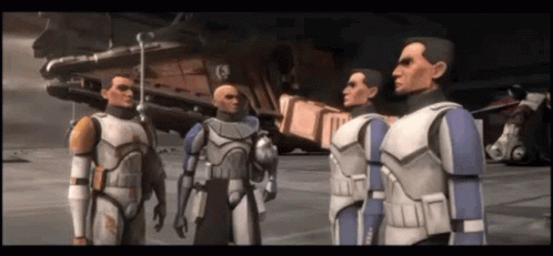Clone Troopers Standing In Front Of Ship GIF