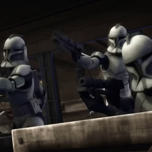 Clone Troopers With Letter T On Helmets GIF