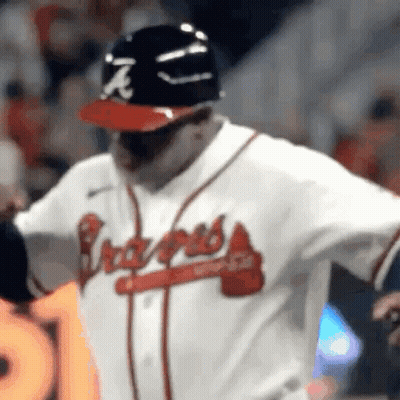 Close-Up Baseball Player In Braves Jersey And Helmet GIF