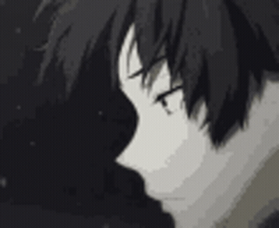 Close Up Black And White Anime Face GIF